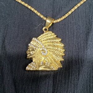 Gold and Silver Native Chief Pendant Necklace. 1-C